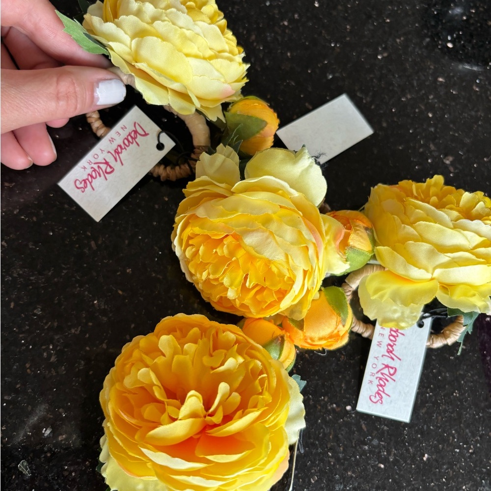 Deborah Rhodes Peony Napkin Rings Set of 4 NEW